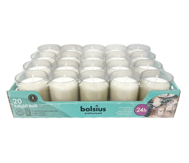 Ποτήρι Relight Refill 20άδα Bolsius Professional 24 Ωρών - Γκρι