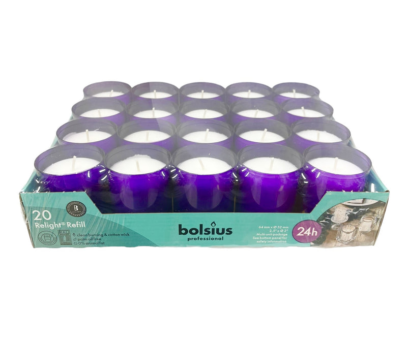 Ποτήρι Relight Refill 20άδα Bolsius Professional 24 Ωρών - Μωβ