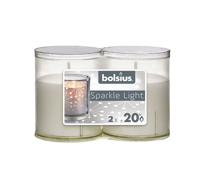 Ρεσώ Bolsius Sparkle Light Διάφανο 2x20 Ωρών - Λευκό