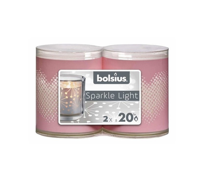 Ρεσώ Bolsius Sparkle Light Καρδιά 2x20 Ωρών - Ροζ