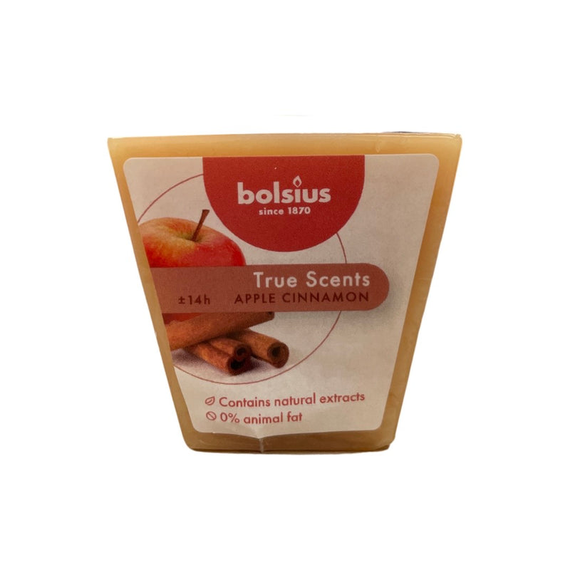 Αρωματικό Κεράκι Τετράγωνο 48/48mm Bolsius True Scents - Μήλο Κανέλα (Κιβώτιο 12τμχ)