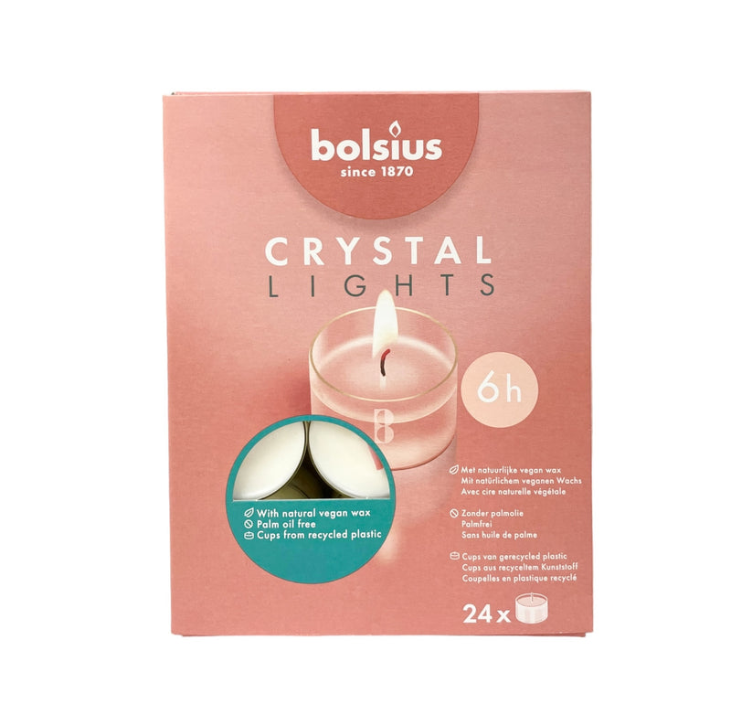 Ρεσώ 24άδα Bolsius Crystal Light Φυτικό - Σόγιας Clearcup 6 Ωρών - Λευκό (Κιβώτιο 6τμχ)