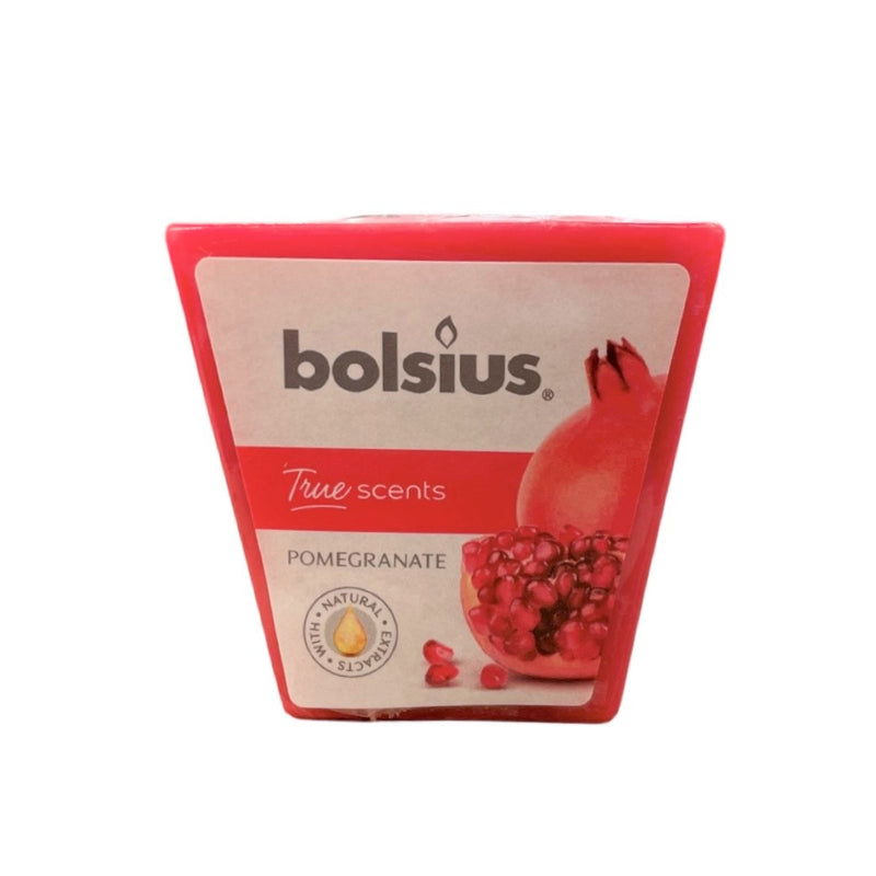 Αρωματικό Κεράκι Τετράγωνο 48/48mm Bolsius True Scents - Ρόδι (Κιβώτιο 12τμχ)