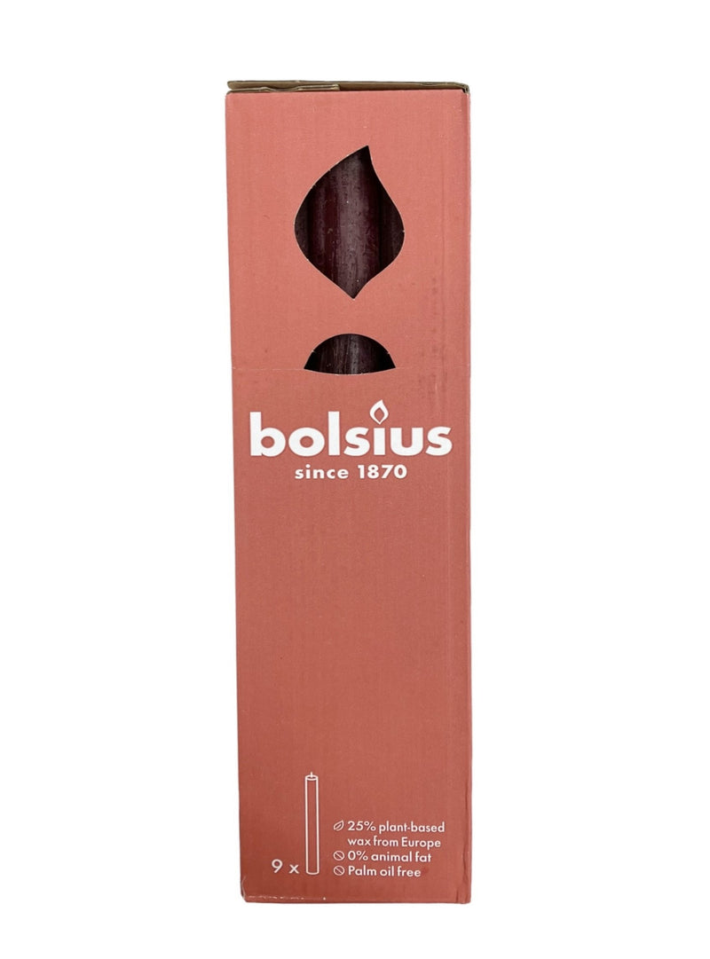 Κοντολάμπαδο - Κερί Κηροπηγίου Roustik 270/23mm Bolsius - Velvet Red (Κιβώτιο 9τμχ)