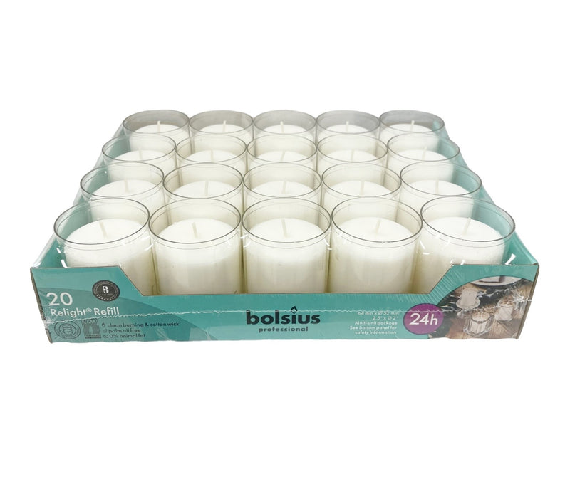 Ποτήρι Relight Refill 20άδα Bolsius Professional 24 Ωρών - Διάφανο