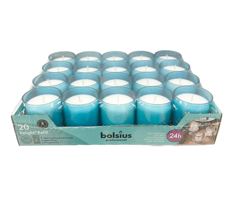 Ποτήρι Relight Refill 20άδα Bolsius Professional 24 Ωρών - Γαλάζιο