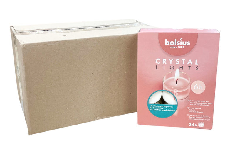 Ρεσώ 24άδα Bolsius Crystal Light Φυτικό - Σόγιας Clearcup 6 Ωρών - Λευκό (Κιβώτιο 6τμχ)