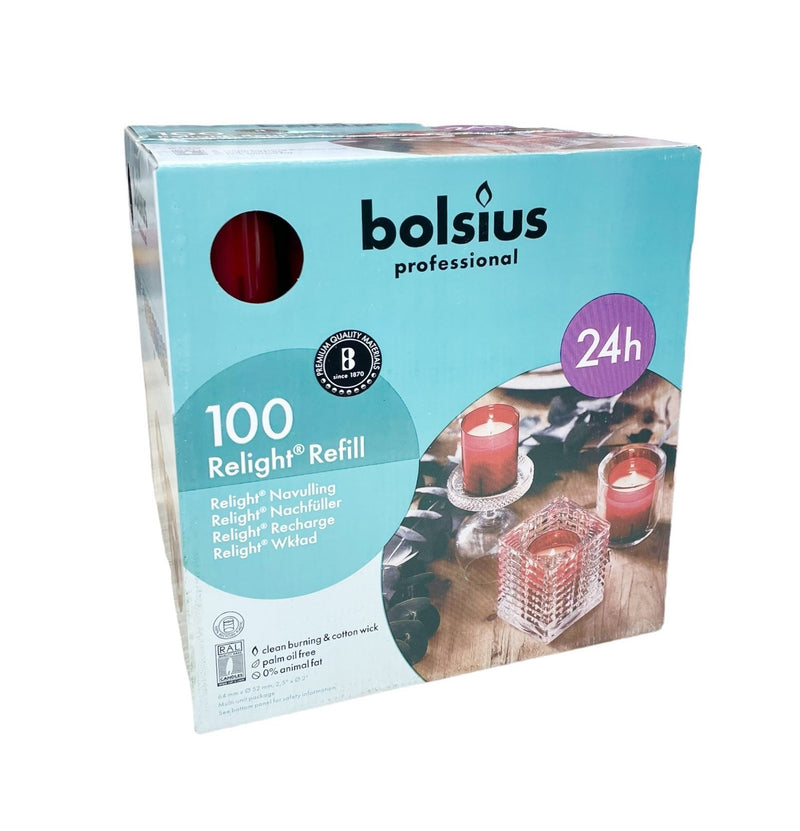 Ποτήρι Relight Refill 100άδα Bolsius Professional 24 Ωρών - Κόκκινο