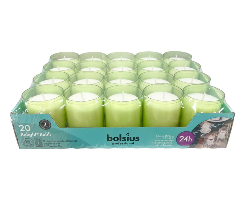 Ποτήρι Relight Refill 20άδα Bolsius Professional 24 Ωρών - Πράσινο