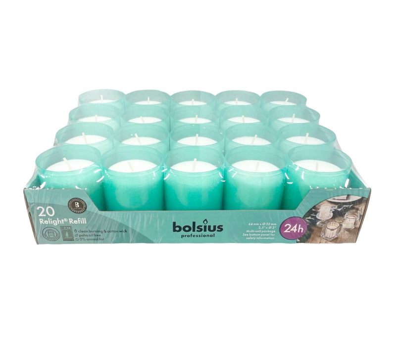 Ποτήρι Relight Refill 20άδα Bolsius Professional 24 Ωρών - Τιρκουάζ