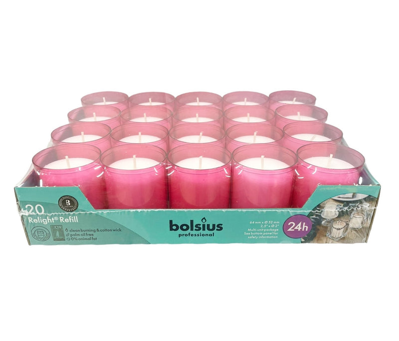 Ποτήρι Relight Refill 20άδα Bolsius Professional 24 Ωρών - Φούξια